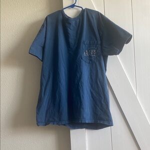 Salt Life Navy Tee with Gold Print Crab Print in Back of Tee